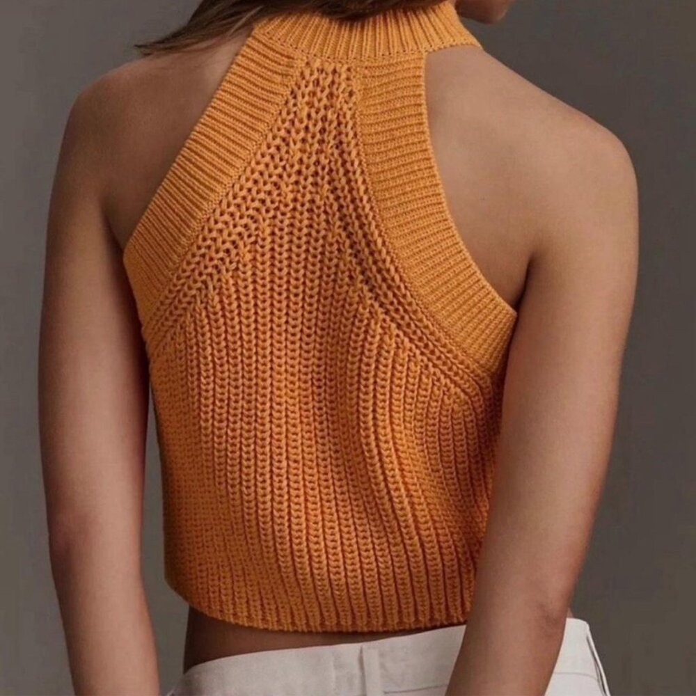 Anthropologie | Orange Halter Flower Tank | XS | NWT - Picture 2 of 2